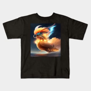 Clash of Titans: The Giant Squid's Ship Assault" Kids T-Shirt